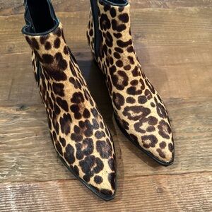 Marc Fisher LTD Womens Booties 6.5 Mlyalely Leopard Calf Hair Bootie-Slip-on NEW